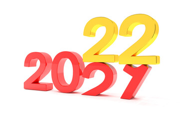 3d Illustration - 2021 - 2022 - Silvester, Neujahr, Countdown, Jahreszahlen