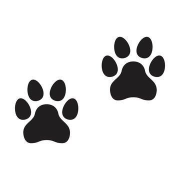 Paw print icon vector cat and dog footprint symbol in a black isolated in a glyph pictogram illustration
