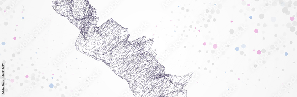 Poster abstract 3d background. plexus effect. wireframe surface. virtual landscape. stock vector illustrati