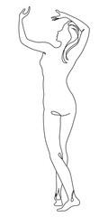 Silhouettes of a girl in a modern one line style. Continuous lady line drawing, aesthetic outline for home decor, posters, wall art, stickers, logo. Vector illustration.