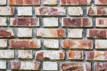 Close up view of a newly constructed brick pattern wall