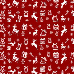 Red Christmas pattern hand drawn icon set template