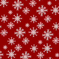 Red Christmas pattern hand drawn snow flake set