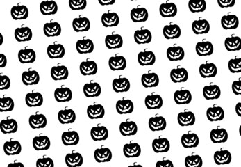Halloween pumpkins with scary faces on white background. Illustration