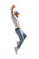 Guy performing street dance on tiptoes