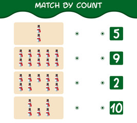 Match by count of cartoon snowman. Match and count game. Educational game for pre shool years kids and toddlers