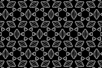 Vintage ethnic pattern, geometric minimalistic ornament. Cover design, banner in oriental, asian, indonesian, mexican, aztec styles. Black white template for coloring, presentations.