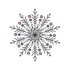 Hand drawn christmas and New Year elements, snowflaks.