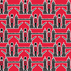 London Seamless Pattern for party, anniversary, birthday. Design for banner, poster, card, invitation and scrapbook. Hand Draw - obrazy, fototapety, plakaty