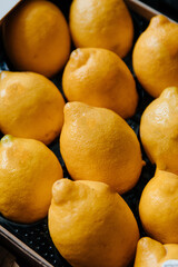 Fresh yellow lemons sold at the makret