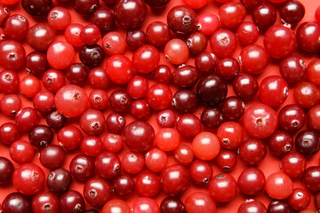 Tasty fresh cranberries as background