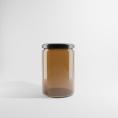 jar of honey with a black cap on white background 3d render