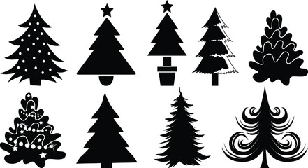 hristmas tree icon, decorated conifer vector sign. Christmas tree icon symbol vector