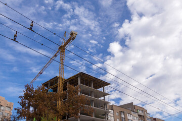 Construction of a concrete house near the park