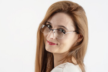 Fototapeta premium Portrait of a middle-aged woman wearing glasses