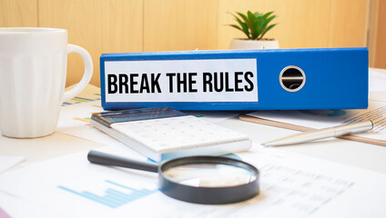 Break the Rules words on labels with document binders