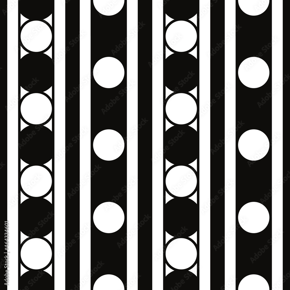 Poster Black and white balls running vertically in a row. Vector.