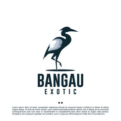 crane bird , standing , logo design template