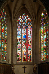 Stained glass windows in the Saint-Pierre church in Bordeaux, France