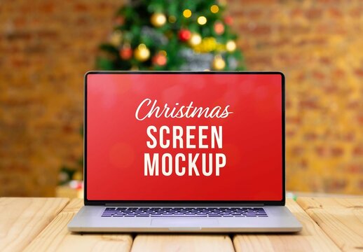 Christmas Laptop Mockup