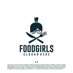 food girls ,healthy , logo design template