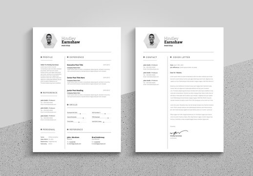 Black White Creative Resume and CV Design Layout