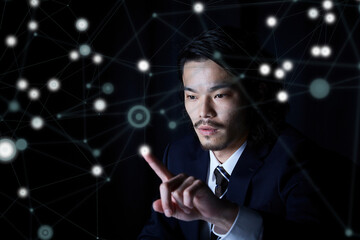 張り巡らせられた点と線の中にいるサラリーマン