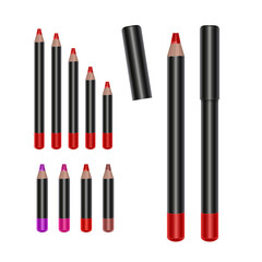 Obraz premium Lipstick package. Cosmetic creamy lipstick pencil Mockup for branding and ads