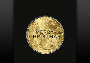 Christmas Card with Minimalistic Golden Sphere Decoration