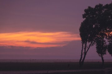 sunset over the river