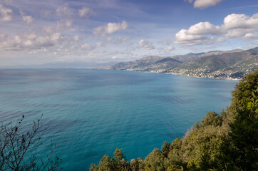 Fototapeta na wymiar Punta Chiappa, stretch of coast on the Portofino promontory in Genoa in Liguria
