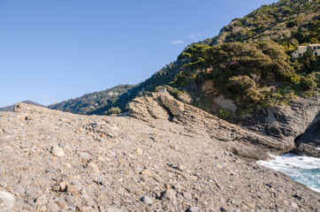 Punta Chiappa, stretch of coast on the Portofino promontory in Genoa in Liguria