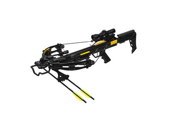 Modern crossbow. Quiet weapon for hunting, sports and recreation. Isolate on a white back