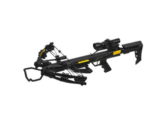 Modern crossbow. Quiet weapon for hunting, sports and recreation. Isolate on a white back