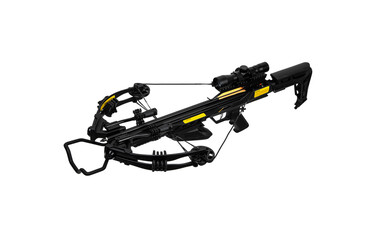 Modern crossbow. Quiet weapon for hunting, sports and recreation. Isolate on a white back