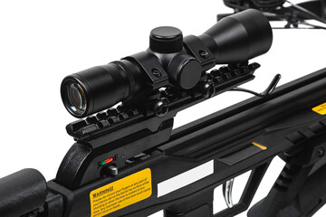 Modern crossbow. Quiet weapon for hunting, sports and recreation. Isolate on a white back