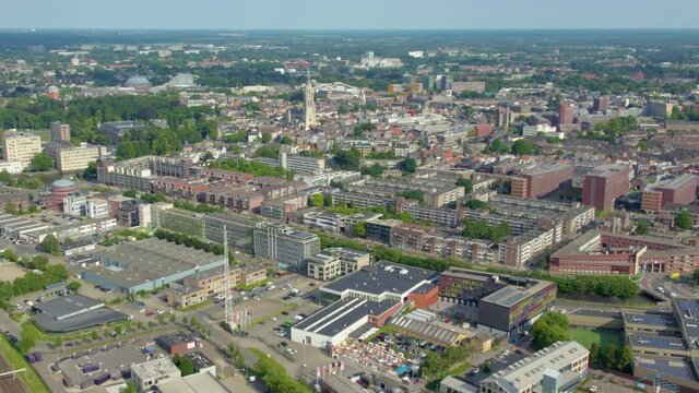  Aerial view around  the city Breda in Netherlands on a sunny day in summer 