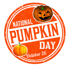 National pumpkin day grunge rubber stamp on white background, vector illustration - obrazy, fototapety, plakaty