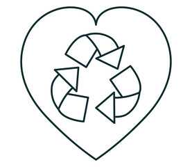 heart with recycle symbol design