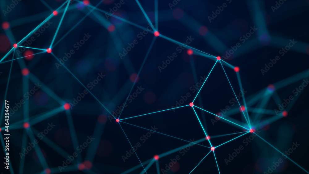 Poster abstract illustration with connected dots and lines. digital network background. the concept of scie