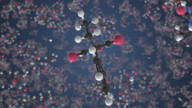 Molecule of Phenobarbital. Isolated molecular model, Looping 3D animation or motion background