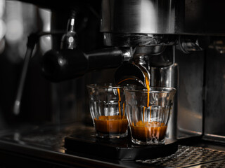 espresso machine pouring coffee