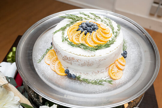 Orange slice and blueberry cake