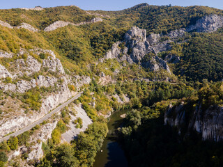 Aerial view of Iskar River Gorge, Balkan Mountains, Bulgaria