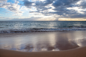 Tropical beach background with blue sea. Holiday or relax in summer concept.