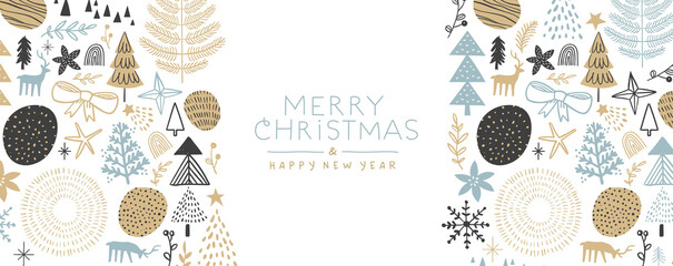 Christmas New Year winter cartoon doodle banner © Cienpies Design