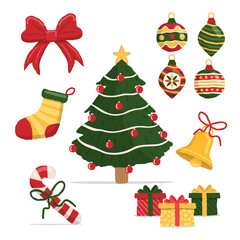Christmas season decoration ornament cartoon set