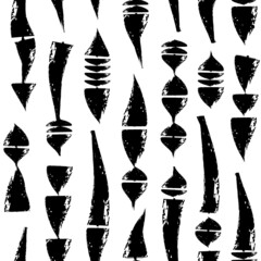 Ethnic motif hand drawn print. Paint brush indigenous style seamless pattern. Freehand grunge design tribal background. Trendy handdrawn folk geometric ornament