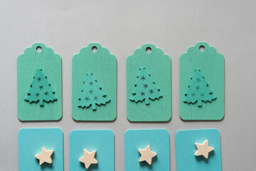 set of retro tags with wooden stars