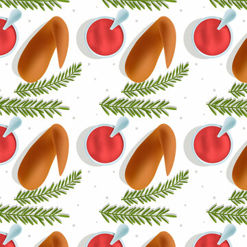 Vector 3d pattern elements of food, cooking. Chicken wings or turkeys, rosemary branches are depicted. Concept cooking, cuisine, food. It can be used in design of textiles, wrappers, etc.